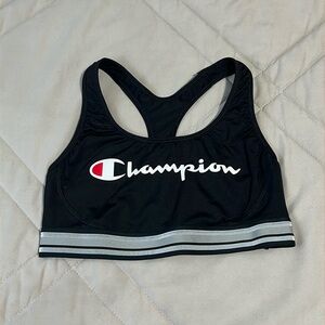 Champion Logo Black Sports Bra